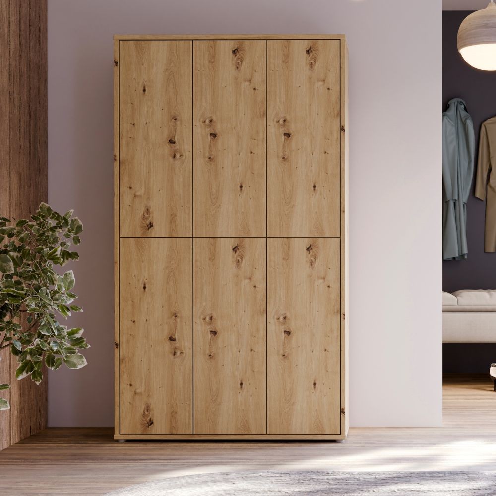 Armadio multiuso Medea 6 ante rovere 109x35x192 - Scarpiera e armadio salvaspazio