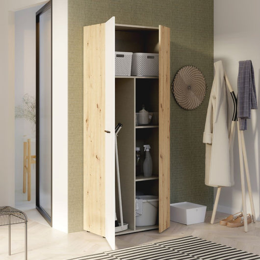 Armadio multiuso portascope Teodoro 2 ante rovere con anta bianca 68x36.5x181H