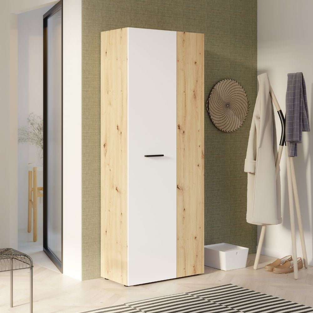 Armadio multiuso portascope Teodoro 2 ante rovere con anta bianca 68x36.5x181H