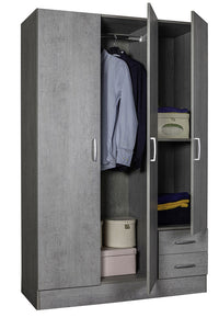 Armadio di design con 3 ante e 2 cassetti in finitura Cemento dark ZCMFC3A2C