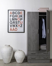 Armadio due ante offerta finitura cemento dark, ZCMFC2A2C