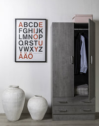 Armadio due ante offerta finitura cemento dark, ZCMFC2A2C