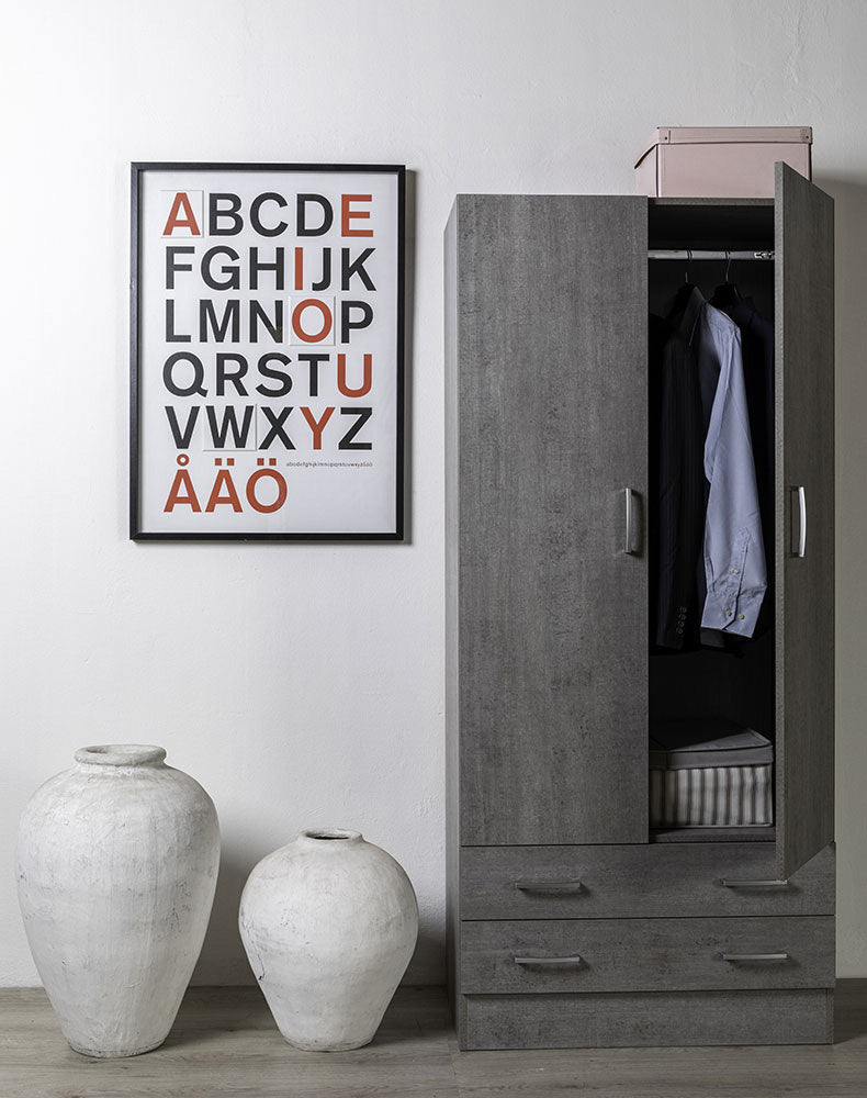 Armadio due ante offerta finitura cemento dark, ZCMFC2A2C