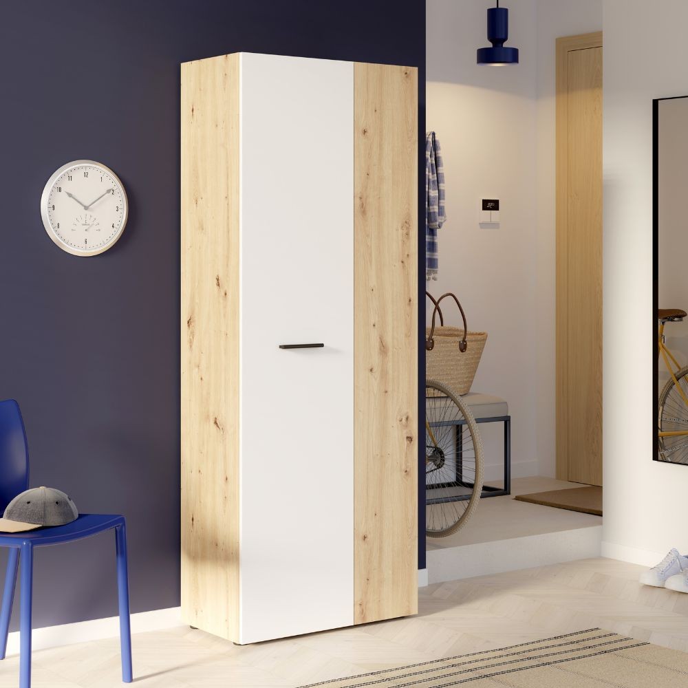 Armadio multiuso tuttopiani Teodoro 2 ante rovere con anta bianca 69x36.5x181H