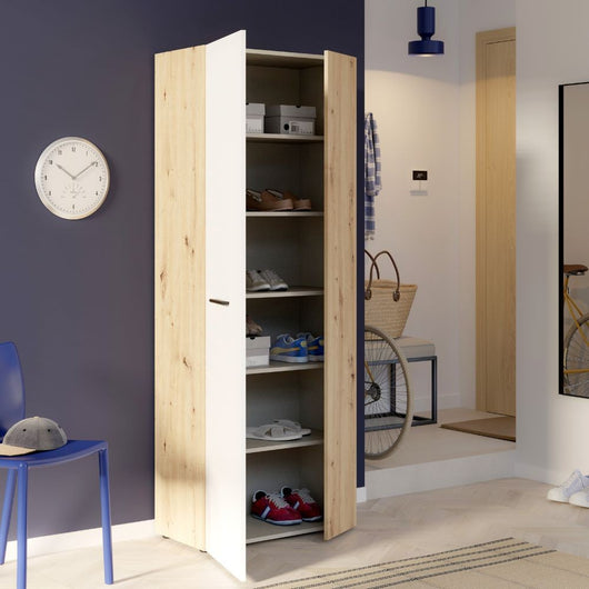 Armadio multiuso tuttopiani Teodoro 2 ante rovere con anta bianca 69x36.5x181H