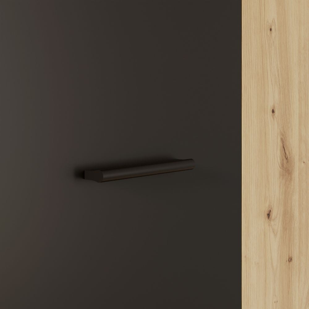 Armadio multiuso tuttopiani Teodoro 2 ante rovere con anta nera 69x36.5x181H