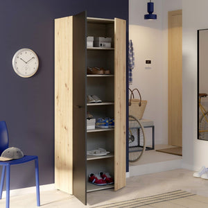 Armadio multiuso tuttopiani Teodoro 2 ante rovere con anta nera 69x36.5x181H