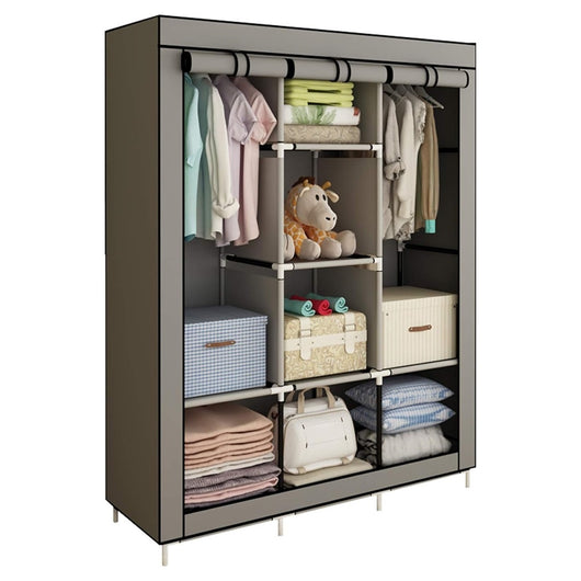 Trade Shop - Armadio Organizzatore Abbigliamento In Tela Con 2 Binari Sospesi Asta 6 Ripiani         