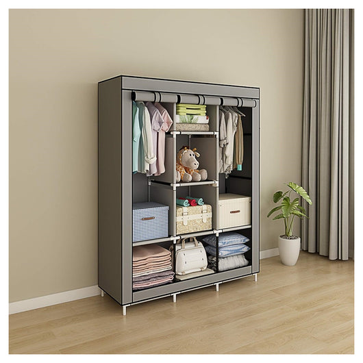 Trade Shop - Armadio Organizzatore Abbigliamento In Tela Con 2 Binari Sospesi Asta 6 Ripiani         