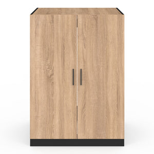 IDMarket - Armadio per lavatrice con ante WALLIS nero e faggio