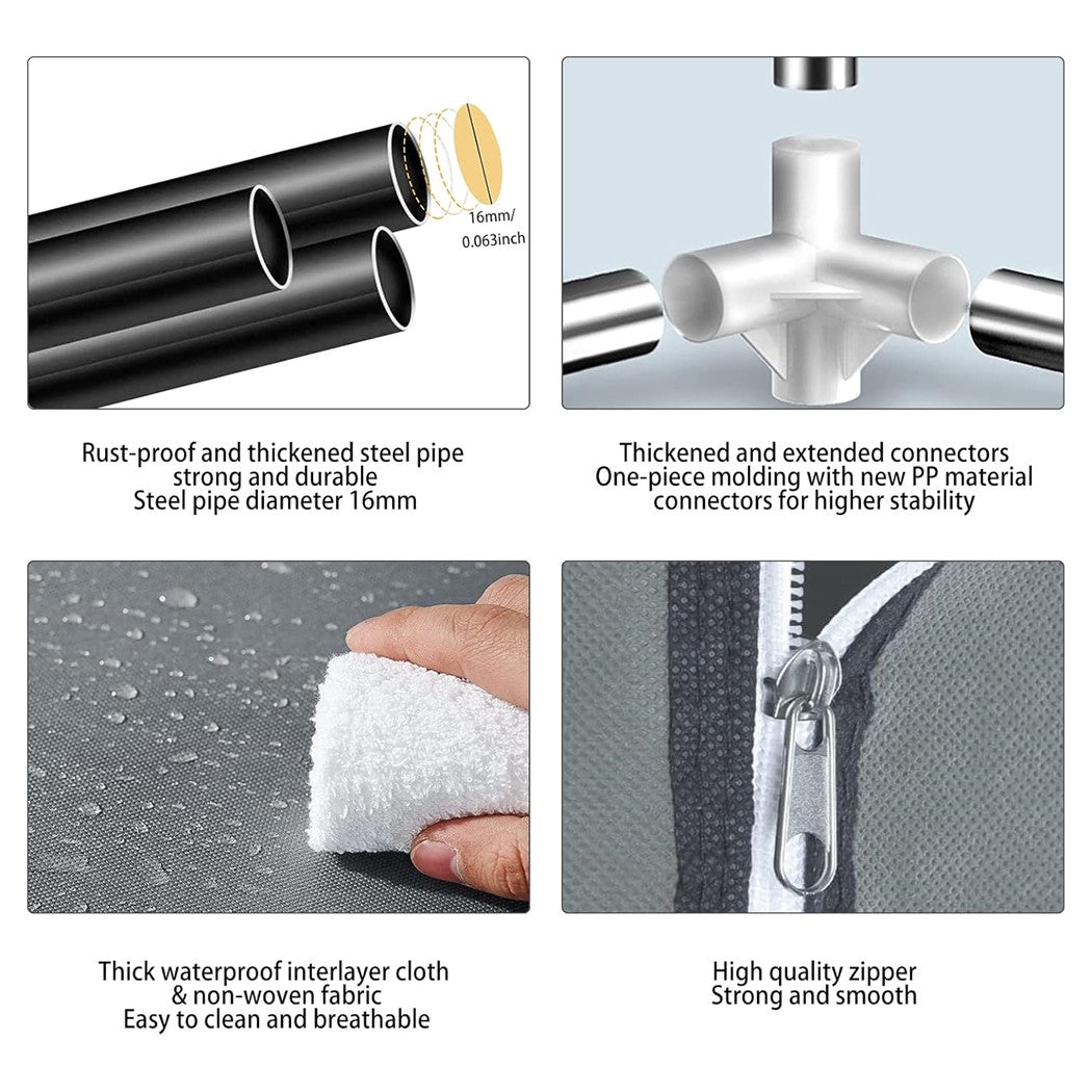 Trade Shop - Armadio Portatile In Tela Organizer Pieghevole Con Mensole 2 Binari Per Appendere Vestiti         