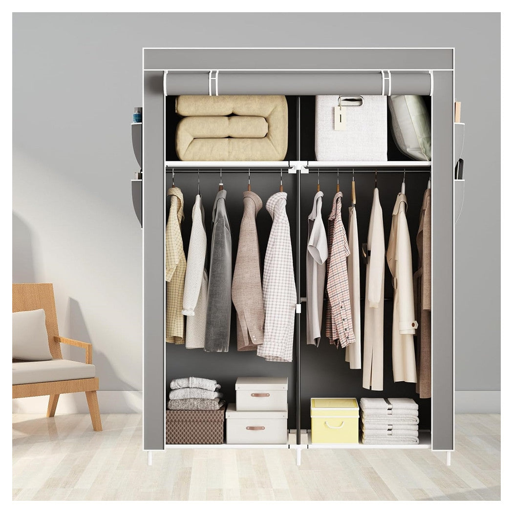 Trade Shop - Armadio Portatile In Tela Organizer Pieghevole Con Mensole 2 Binari Per Appendere Vestiti         