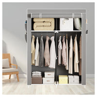 Trade Shop - Armadio Portatile In Tela Organizer Pieghevole Con Mensole 2 Binari Per Appendere Vestiti         