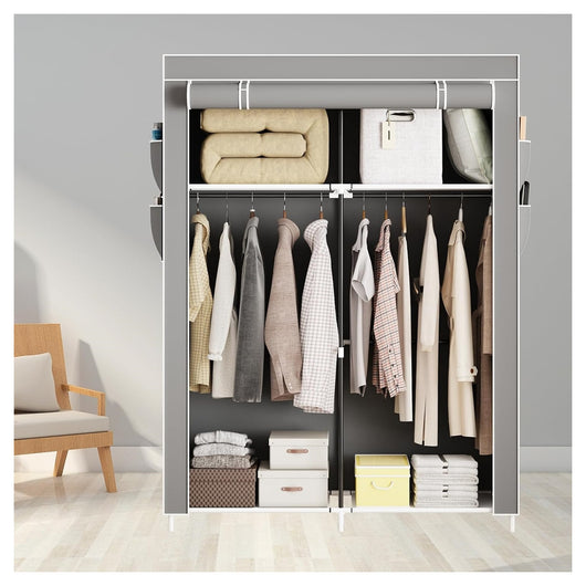 Trade Shop - Armadio Portatile In Tela Organizer Pieghevole Con Mensole 2 Binari Per Appendere Vestiti         