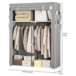 Trade Shop - Armadio Portatile In Tela Organizer Pieghevole Con Mensole 2 Binari Per Appendere Vestiti         