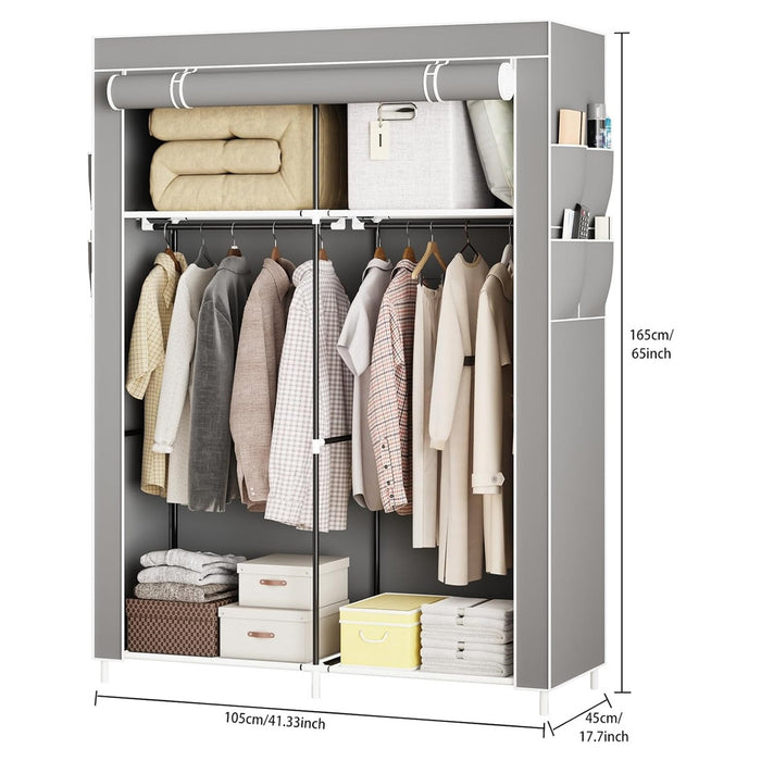 Trade Shop - Armadio Portatile In Tela Organizer Pieghevole Con Mensole 2 Binari Per Appendere Vestiti         