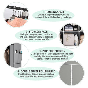 Trade Shop - Armadio Portatile In Tela Organizer Pieghevole Con Mensole 2 Binari Per Appendere Vestiti         