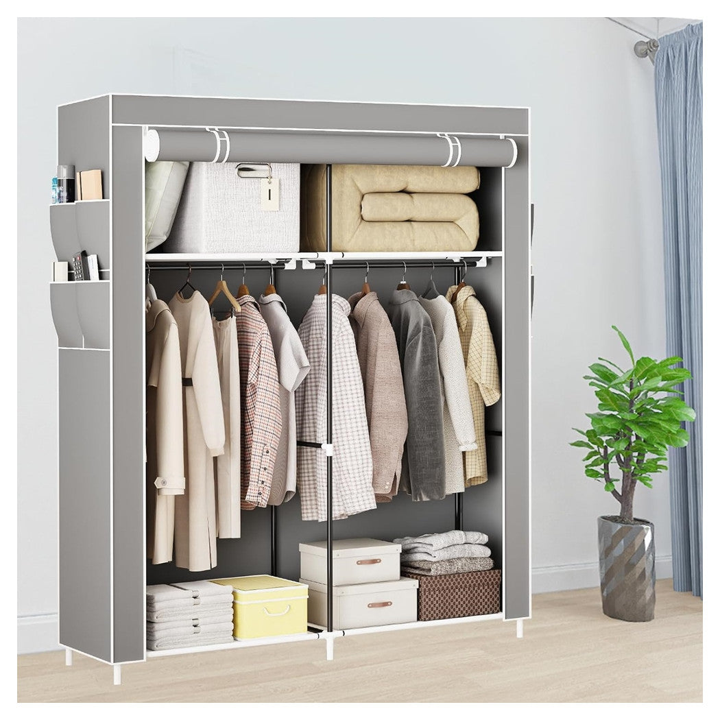 Trade Shop - Armadio Portatile In Tela Organizer Pieghevole Con Mensole 2 Binari Per Appendere Vestiti         