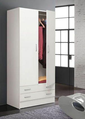 Armadio multiuso, 2 ante, 2 cassetti, bianco, made in Italy ZCMARM2A2CB