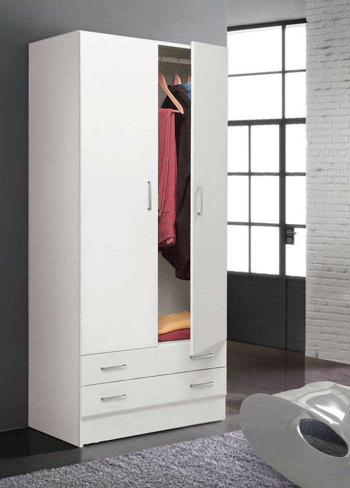 Armadio multiuso, 2 ante, 2 cassetti, bianco, made in Italy ZCMARM2A2CB