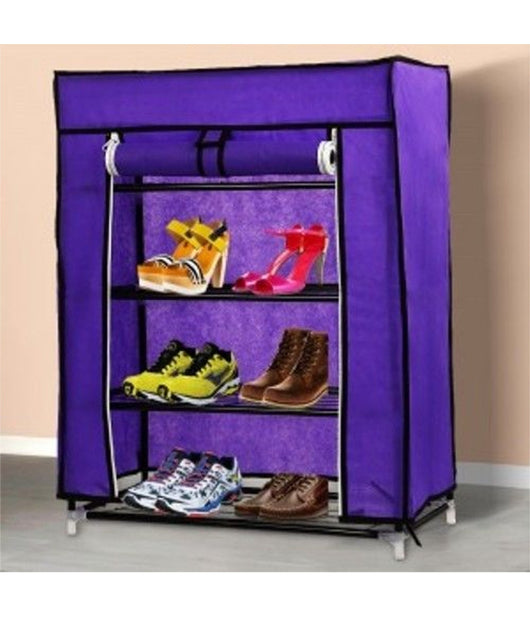 Armadio Scarpiera Tessuto Porta Scarpe Stivali Acciaio Smontabile 4 Ripiani         