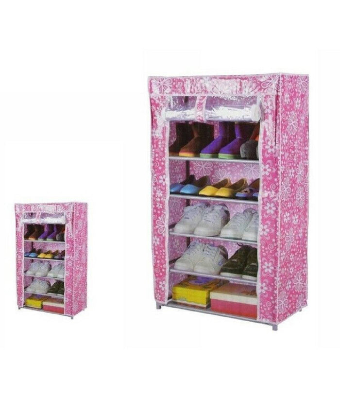 Armadio Scarpiera Tessuto Portascarpe Stivali Acciaio Smontabile 7 Ripiani 69075         