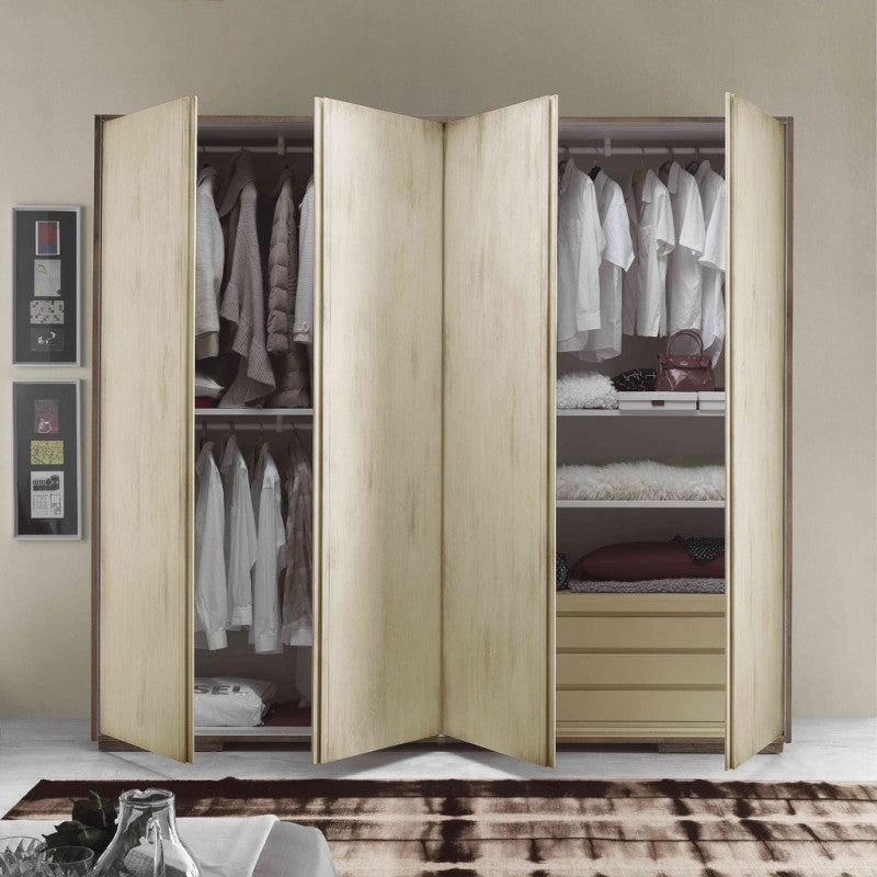 Armadio 4 porte shabby chic in legno l.281 p.60 h.256