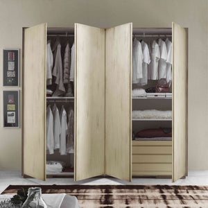 Armadio 4 porte shabby chic in legno l.281 p.60 h.256