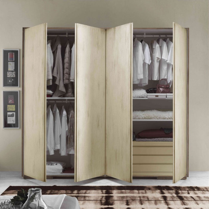 Armadio 4 porte shabby chic in legno l.281 p.60 h.256