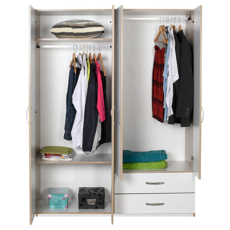 Armadio TPGR422023 bianco 4 ante e 2 cassetti 120x170x40