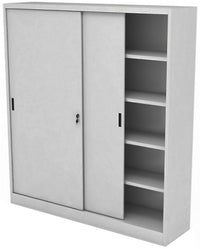 Armadio da ufficio ad ante scorrevoli con 4 ripiani colore grigio cm. 120x45x200H