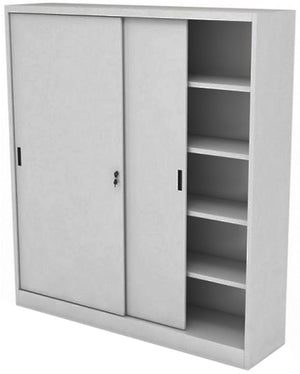 Armadio da ufficio ad ante scorrevoli con 4 ripiani colore grigio cm. 120x45x200H