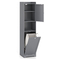 Armadio alto e stretto da bagno con ripiano regolabile, Armadio da lavanderia autoportante con mensola aperta Grigio-Armadietti da bagno