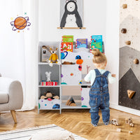 Armadio con 3 livelli e 5 scompartimenti per bambini, Organizer con 2 cassetti per giocattoli e libri Colorato 2-Scaffalature
