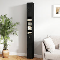 Armadio da bagno alto-Mobiletto da bagno slim con 1 cassetto di stoccaggio, Armadio da bagno 5 ripiani regolabili struttura antiscivolo Nero