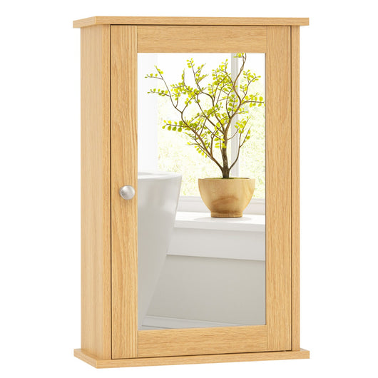 Armadio del bagno con specchio, Armadietto montato a muro con un¡¯anta Legno naturale-Armadi da parete