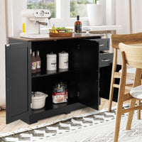 Armadio di stoccaggio moderno con 2 ante e 2 cassetti, Credenza buffet con ripiano regolabile per cucina Nero-Credenze buffet