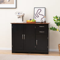 Armadio di stoccaggio moderno con 2 ante e 2 cassetti, Credenza buffet con ripiano regolabile per cucina Nero-Credenze buffet