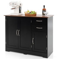Armadio di stoccaggio moderno con 2 ante e 2 cassetti, Credenza buffet con ripiano regolabile per cucina Nero-Credenze buffet
