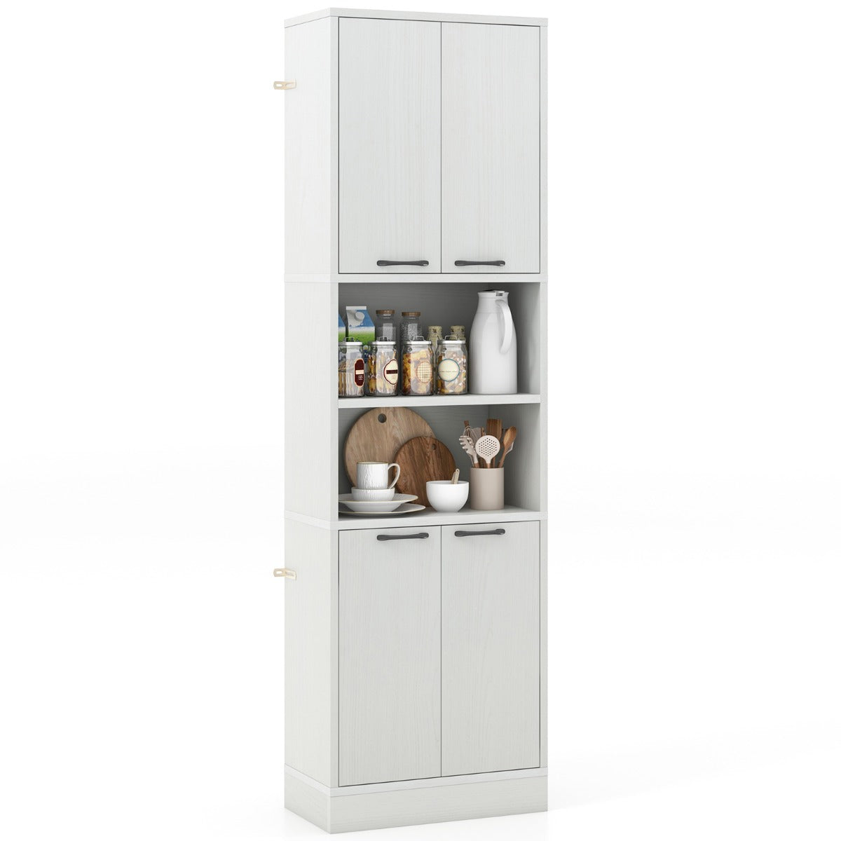 Armadio dispensa da cucina con porte e ripiani cerniere di sicurezza e dispositivi anti-caduta-BuffetArmadio alto 190cm Quercia Bianca