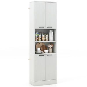Armadio dispensa da cucina con porte e ripiani cerniere di sicurezza e dispositivi anti-caduta-BuffetArmadio alto 190cm Quercia Bianca