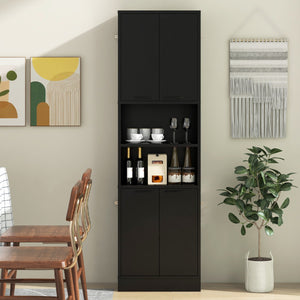 Armadio dispensa da cucina con porte e ripiani cerniere di sicurezza e dispositivi anti-caduta-BuffetArmadio alto 190cm Nero