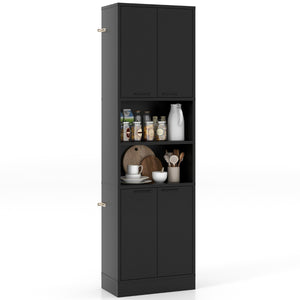 Armadio dispensa da cucina con porte e ripiani cerniere di sicurezza e dispositivi anti-caduta-BuffetArmadio alto 190cm Nero