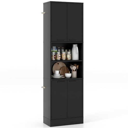 Armadio dispensa da cucina con porte e ripiani cerniere di sicurezza e dispositivi anti-caduta-BuffetArmadio alto 190cm Nero