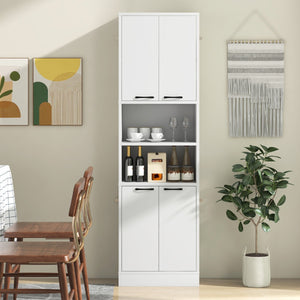 Armadio dispensa da cucina con porte e ripiani cerniere di sicurezza e dispositivi anti-caduta-BuffetArmadio alto 190cm Bianco