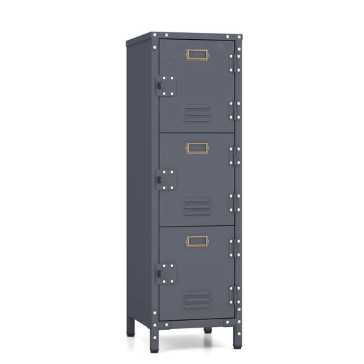 Armadio in metallo con 3 porte chiudibili piedini regolabili, Armadietto verticale a 3 ripiani per casa ufficio 100cm-Credenze buffet