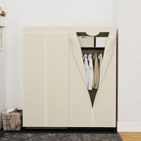 Armadio appendiabiti in tessuto pieghevole con tubo in metallo 74x50x172cm Beige-Armadi Appendiabiti