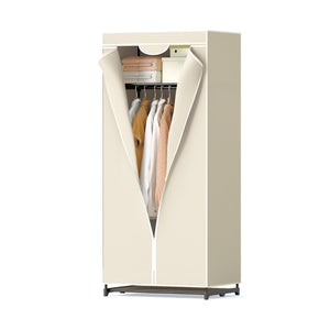 Armadio appendiabiti in tessuto pieghevole con tubo in metallo 74x50x172cm Beige-Armadi Appendiabiti