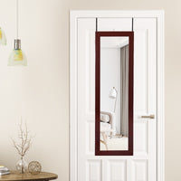 Armadio per gioielli con specchio LED 119cm di altezza, Armadio per gioielli montabile a parete o porta Marrone-Armadietti per gioielli