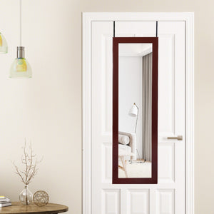 Armadio per gioielli con specchio LED 119cm di altezza, Armadio per gioielli montabile a parete o porta Marrone-Armadietti per gioielli